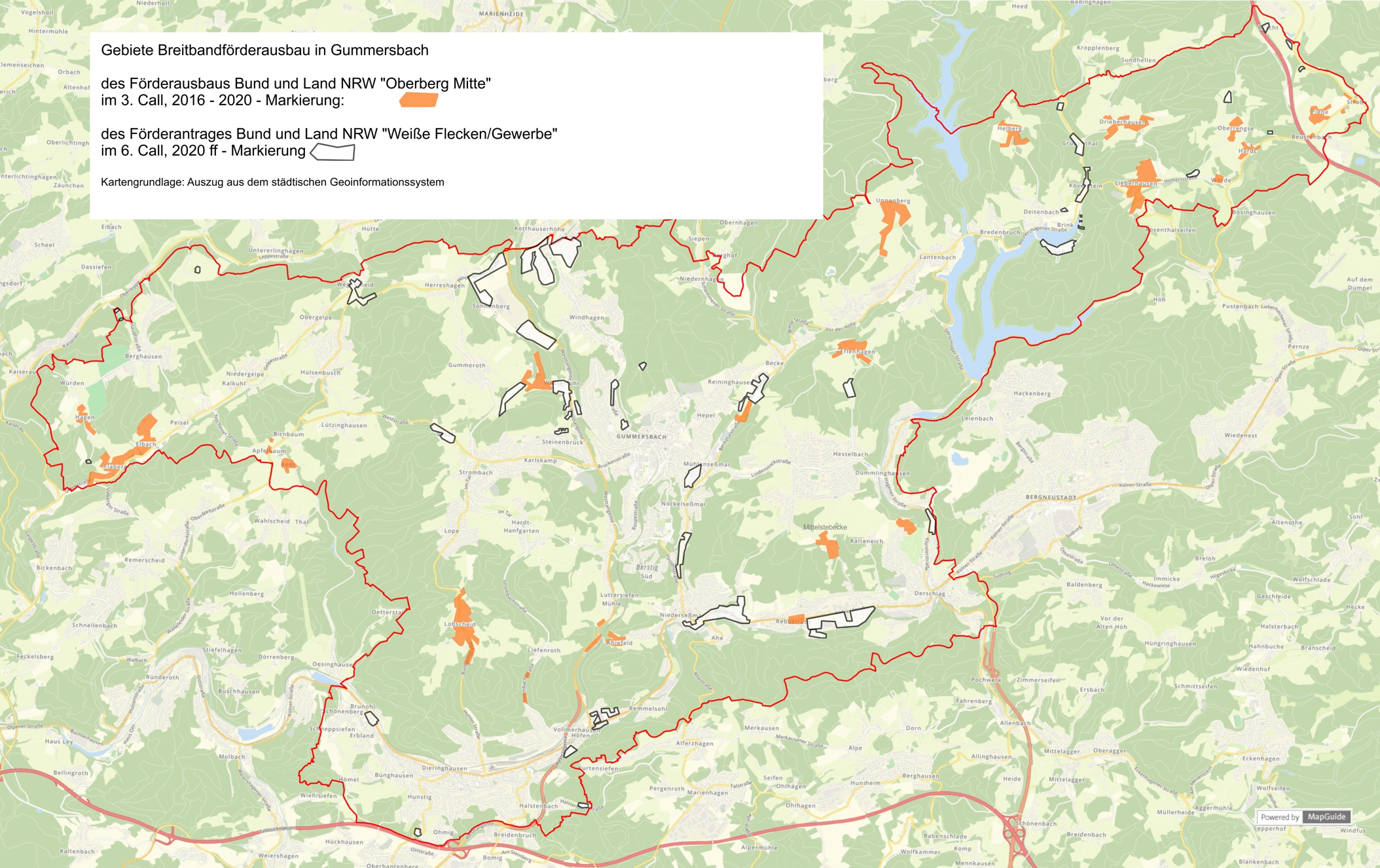 Projektgebiete Breitbandausbau - 3. Call und 6. Call